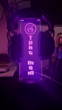 New customized headset stand with gamer tag.